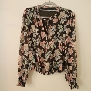 Sanctuary Green Floral Tie Front Top Size XS